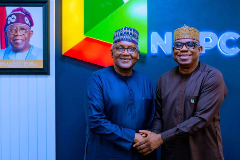 Group CEO of NNPC Ltd Mr. Bashir Bayo Ojulari receives the President and Chief Executive of Dangote Group, Mr. Aliko Dangote