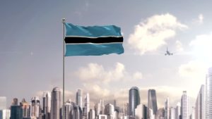 Flag With Airplane At Background And City -3D rendering