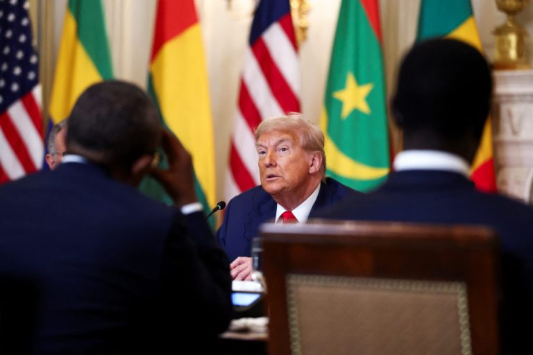 U.S. President Donald Trump meets with leaders of Gabon, Guinea-Bissau, Liberia, Mauritania, and Senegal at the White House in Washington